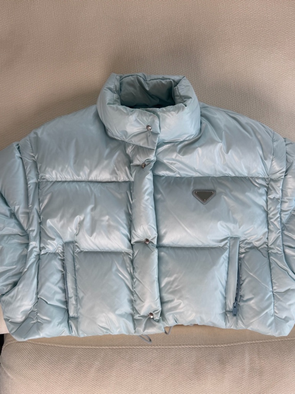 Prada Pale Blue Quilted Puffer Jacket